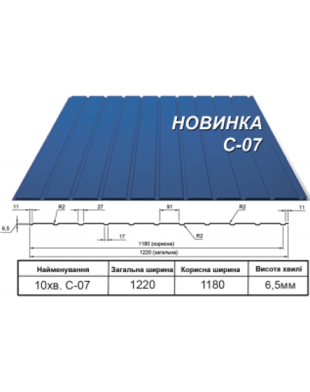 Профнастил ПС-7 МАТПОЛІЕСТЕР 0,40мм Корея