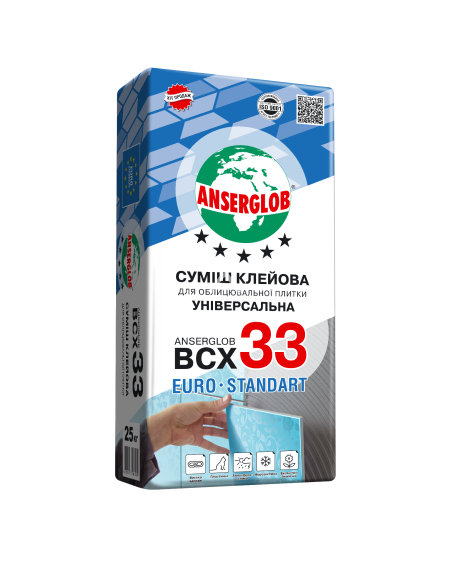Клей для плитки ANSERGLOB BCX 33 (Ансерглоб ВСХ 33) 25кг
