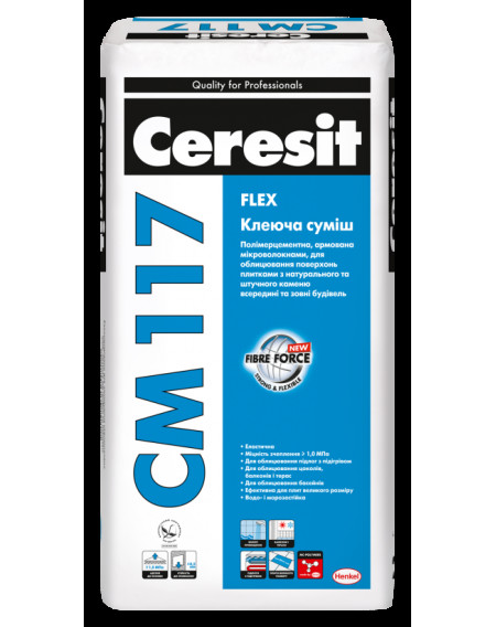 Клей для керамограніту і натурального каменю CERESIT CM 117 FLEX (ЦЕРЕЗІТ СМ 117) 25кг