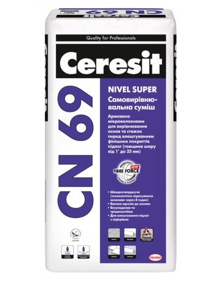 Самовирівнююча підлога CERESIT CN 69 NIVEL SUPER (ЦЕРЕЗІТ СН 69) 25кг