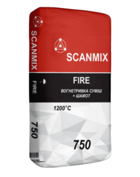 Кладочна суміш для камінів і печей SCANMIX FIRE 750 (СКАНМІКС ФАЕР) 25кг