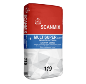 Клей для плитки і керамограніта SCANMIX MULTISUPER GREY 119 (СКАНМІКС МУЛЬТІСУПЕР СІРИЙ) 25кг