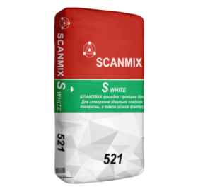 Шпаклівка фасадна фінішна біла SCANMIX S WHITE 521 (СКАНМІКС С 521) 20кг